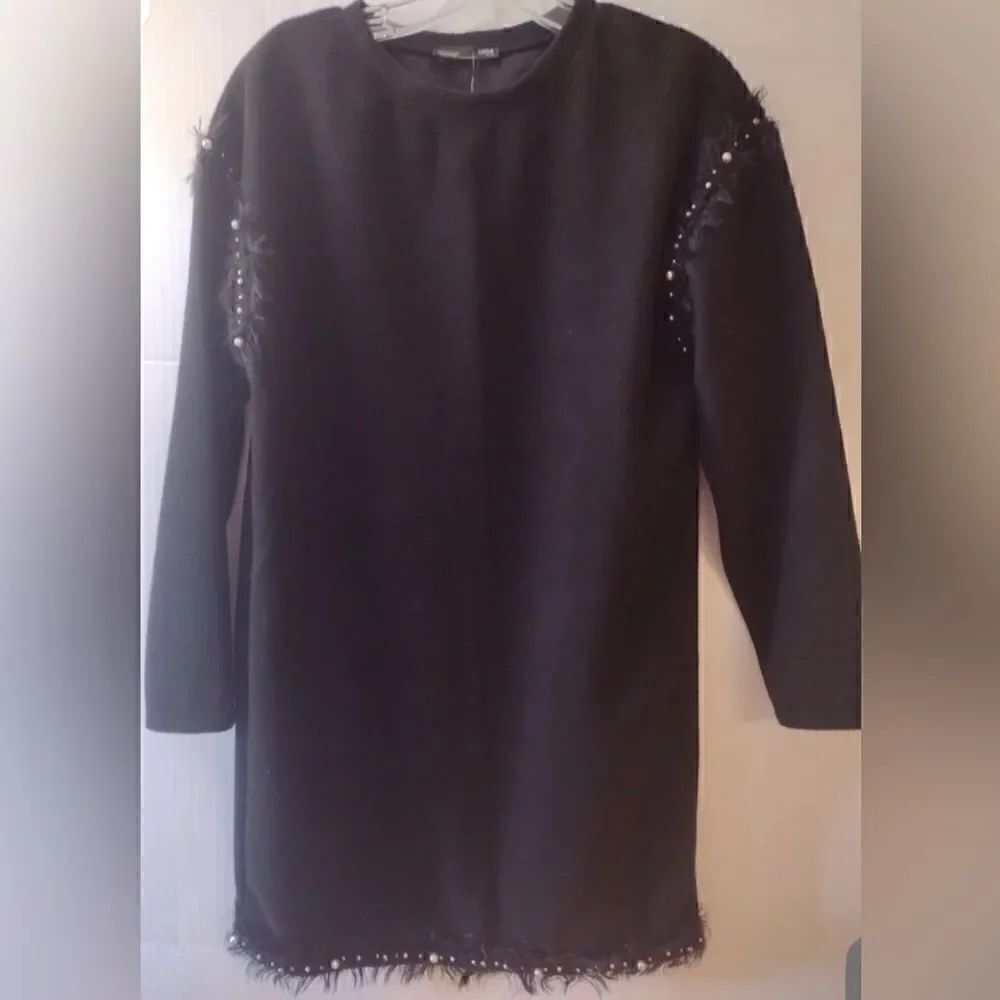 Gorgeous Zara Mini Feather and Pearl Trimmed Dress – Size S